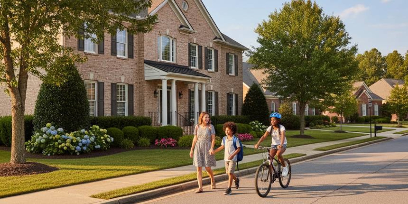 Family-friendly residential street in Johns Creek